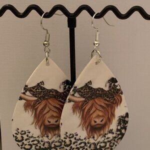Highland Cow Earring, Bull Earring, Leopard Print Earring, Gift Idea, Cow Lover